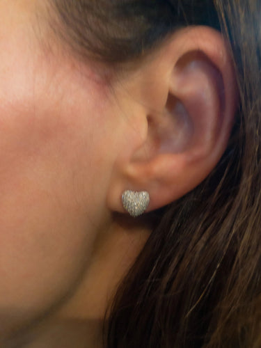 Boucles d'oreilles Boucles d'oreilles or gris forme cœur, diamants 58 Facettes