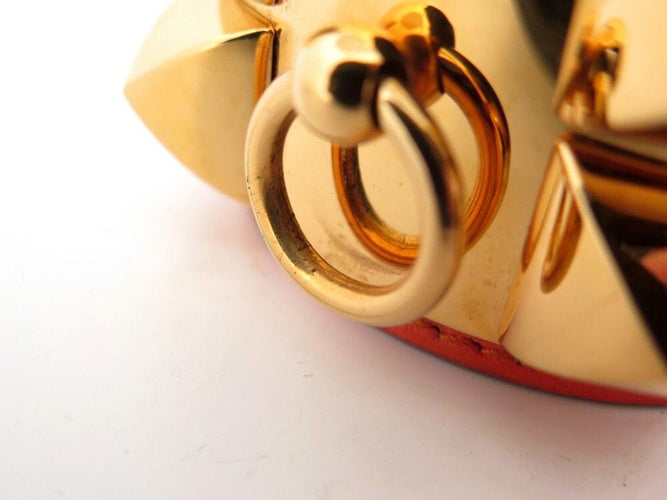 Bracelet bracelet HERMES collier de chien medorcuir swift orange dore 58 Facettes 254417