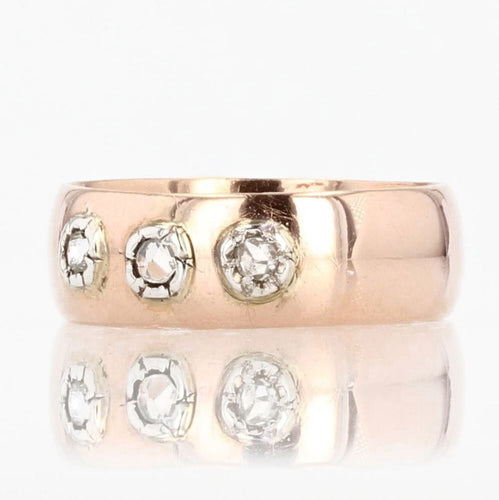 Bague 47 Bague jonc ancienne or rose diamants 58 Facettes 18-018A