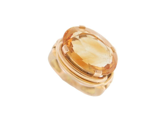 Bague 49 bague sertie cabochon pierre citrine en or jaune 18k 58 Facettes 258282
