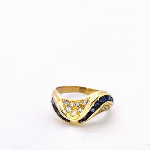 Bague Bague en or jaune diamants et saphirs 58 Facettes 5629