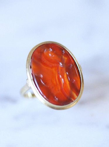 Bague Bague ancienne cornaline intaille lion sur or 58 Facettes