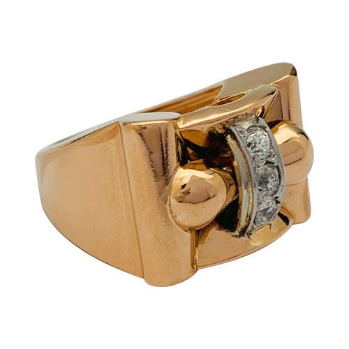 Bague 53 Bague tank or rose, blanc et diamants. 58 Facettes 31901