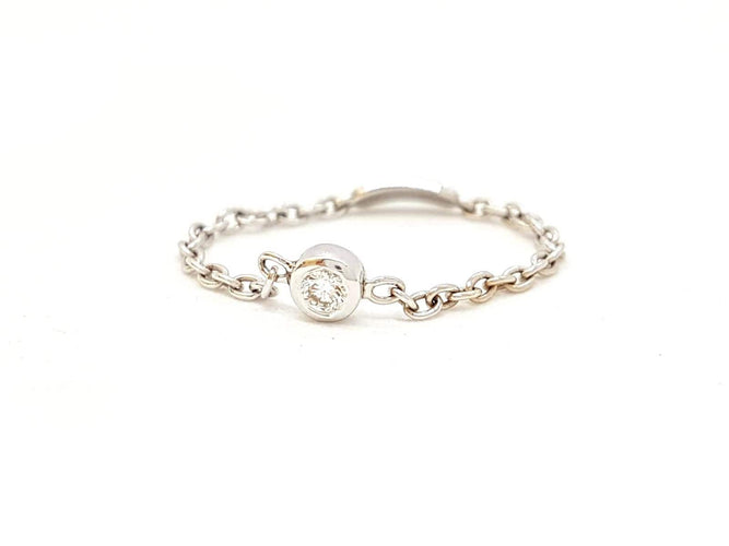 Bague Bague Chaînette Or blanc Diamant 58 Facettes