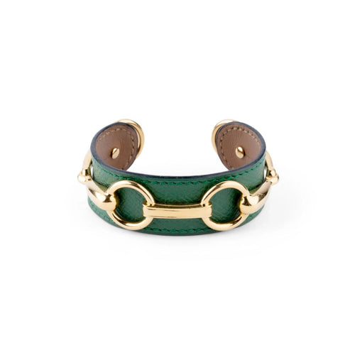 Bracelet HERMES - Bracelet  en cuir et métal doré 58 Facettes 1