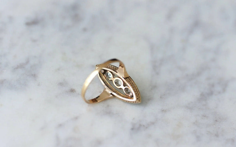 Bague Bague marquise turquoises et diamants 58 Facettes
