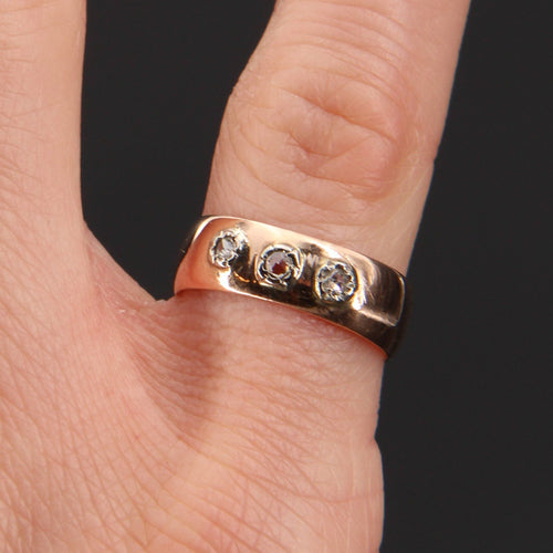 Bague 47 Bague jonc ancienne or rose diamants 58 Facettes 18-018A