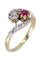 Bague 50 Bague "Toi & Moi" 2 Ors Rubis Diamants 58 Facettes 082451