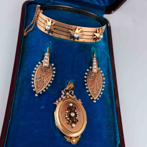 Pendentif Parure en or jaune, perles 58 Facettes
