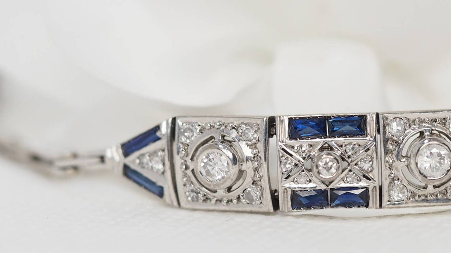 Bracelet Bracelet Art Déco or blanc, saphirs et diamants 58 Facettes 30695