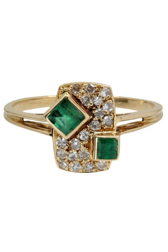 Bague BAGUE ÉMERAUDES TAILLE PRINCESSE ET DIAMANTS 58 Facettes 042781