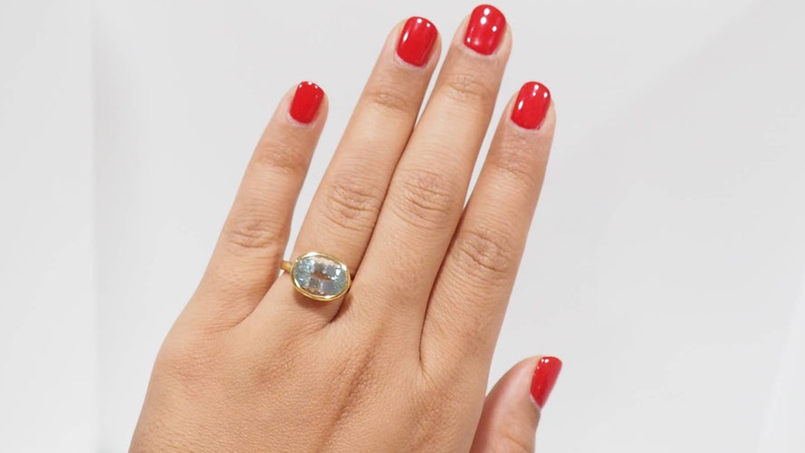 Bague 54 Bague Or jaune Aigue-marine 58 Facettes 31972