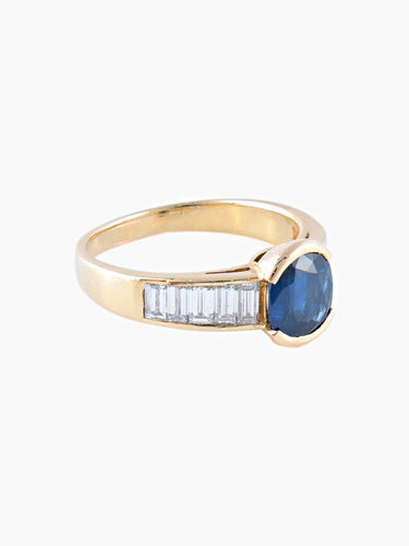 Bague Bague Or Jaune Saphir Diamants 58 Facettes
