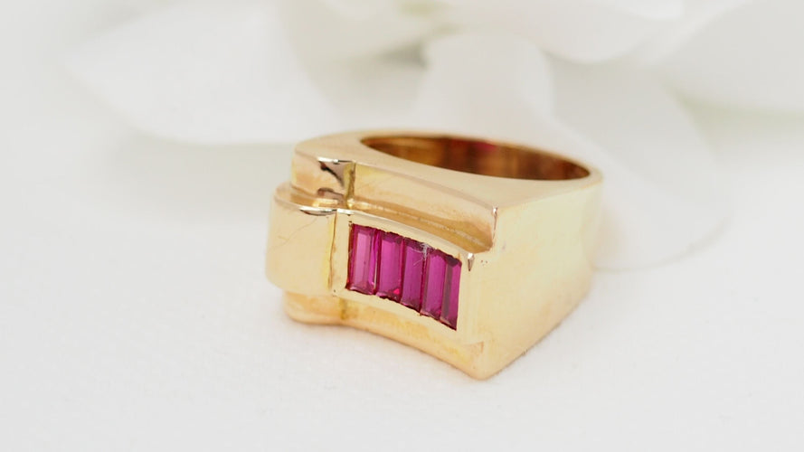 Bague 51 Bague Tank Or Rubis 58 Facettes 31703