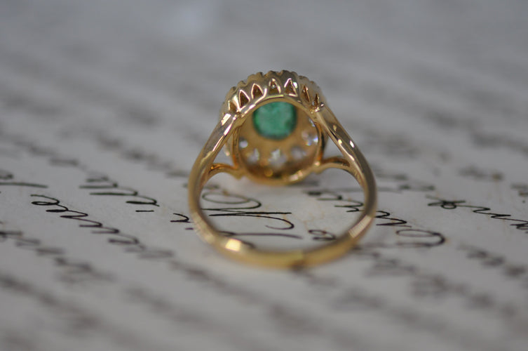 Bague 54 Bague marguerite Emeraude Diamants 58 Facettes