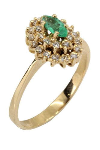Bague BAGUE MARQUISE ÉMERAUDE ET DIAMANTS 58 Facettes 046811