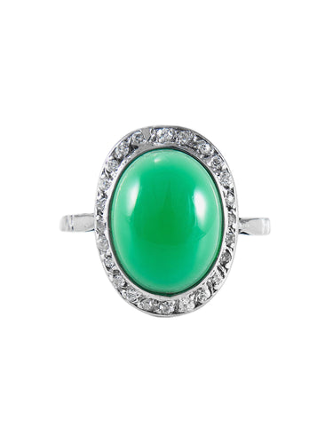 Bague 52 Bague Art Déco Chrysoprase Diamant 58 Facettes