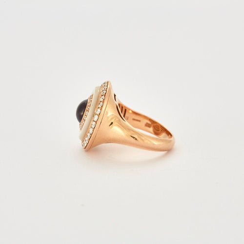 Bague 53 BULGARI – Bague Améthyste Nacre Diamants 58 Facettes