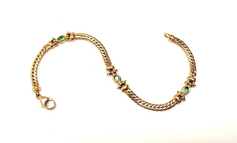 Bague Bracelet or jaune et émeraudes 58 Facettes RA-615/14