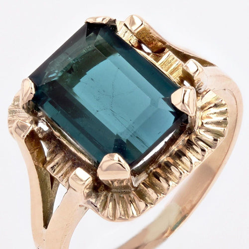 Bague 51 Bague rétro tourmaline indigolite en or 58 Facettes 23-004