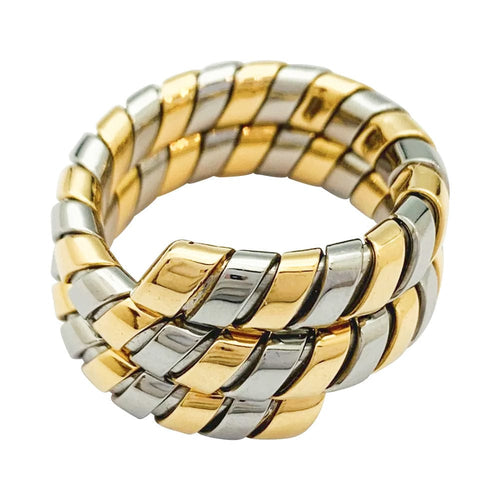 Bague 55 Bague Bulgari, "Tubogas", deux tons ors. 58 Facettes 31904