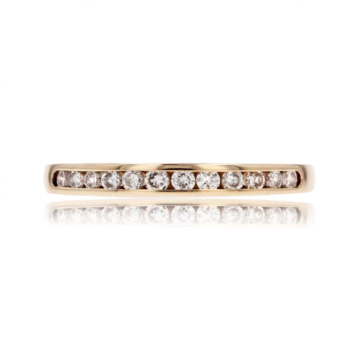 Bague 51 Demi alliance or jaune diamants d'occasion 58 Facettes 23-281