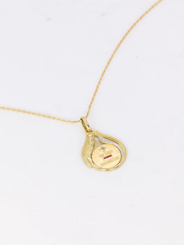 Pendentif Médaille Augis Colombe en or, Plus qu’hier moins que demain, A. Augis 58 Facettes 925