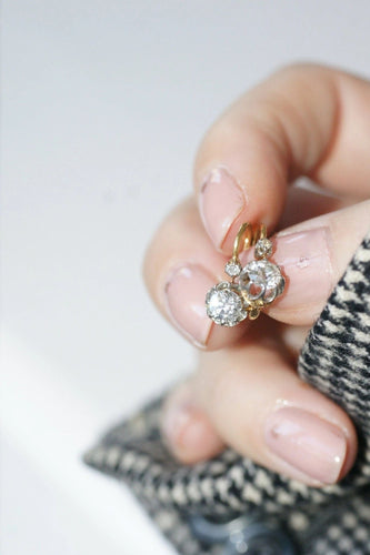 Boucles d'oreilles Dormeuses diamants anciennes 58 Facettes