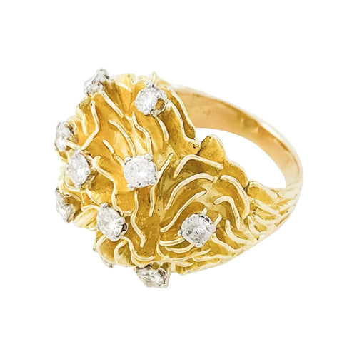 Bague 50 Bague dôme or jaune, platine et diamants. 58 Facettes 31340