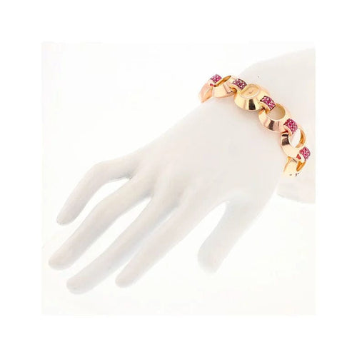 Bracelet Bracelet Tank rubis 8.90 carats en or rose 58 Facettes 218318