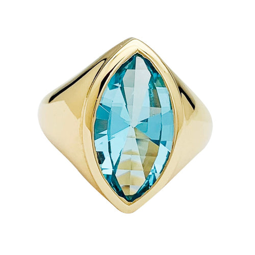 Bague 52 Bague or jaune et topaze bleue. 58 Facettes 30715