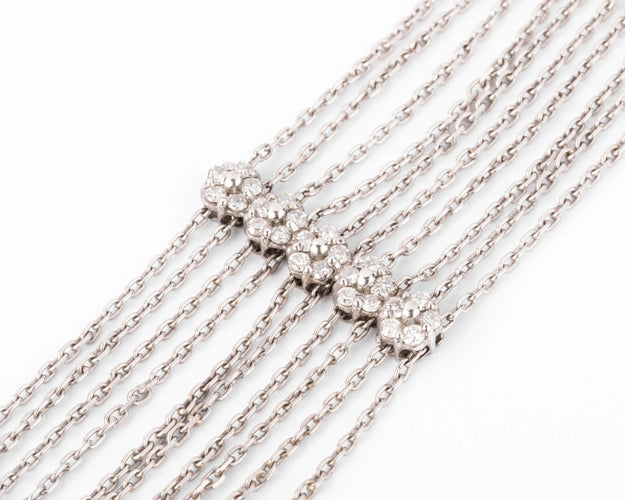 Bracelet Bracelet or gris et diamant motifs avec des fleurs 58 Facettes