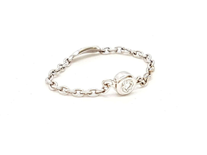 Bague 54 Bague Chaînette Or blanc Diamant 58 Facettes 578687RV
