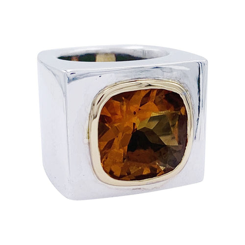 Bague 49 Bague vintage or blanc, or jaune et citrine. 58 Facettes 32494