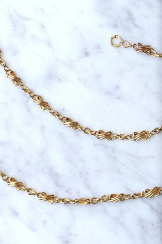 Collier Chaîne de montre ancienne, maille torsadée or rose 58 Facettes