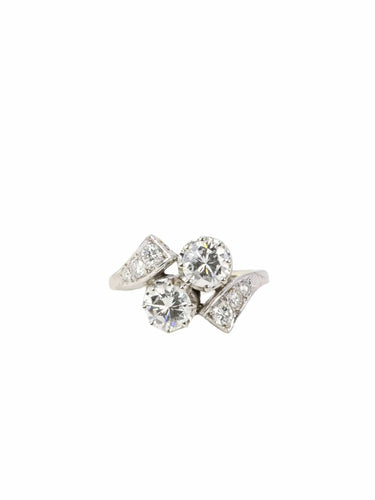 Bague Bague toi et moi vintage en or et diamants 1.6 ct 58 Facettes J4
