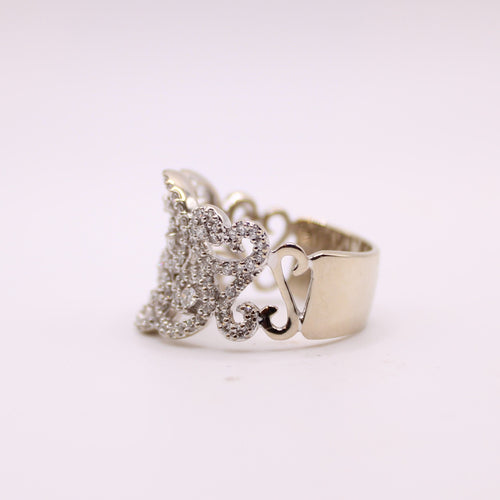 Bague 60 Bague or blanc arabesques diamants 58 Facettes