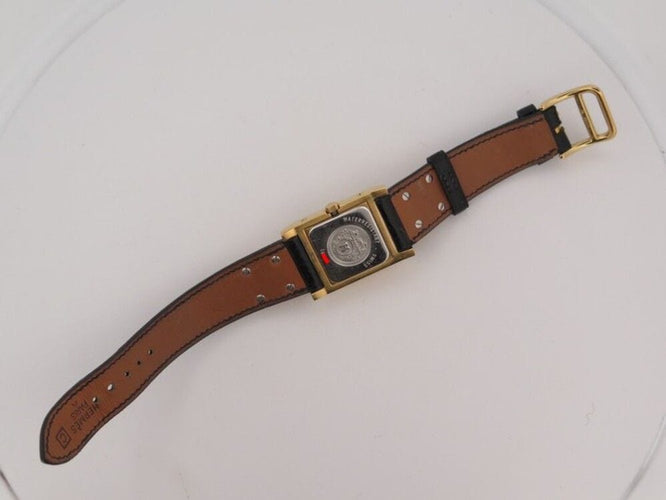 Montre vintage montre HERMES medor 23 mm plaque or et cuir croco quartz 58 Facettes 254544