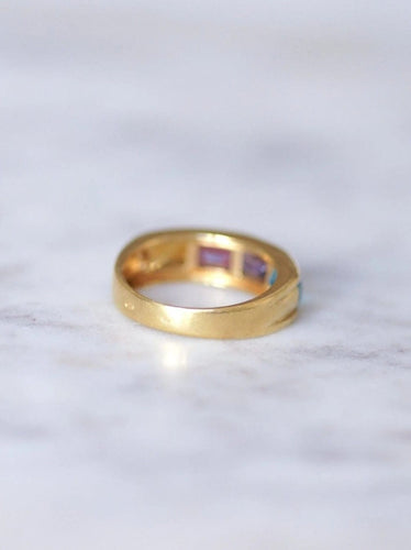 Bague jonc pierres arc en ciel en or 58 Facettes