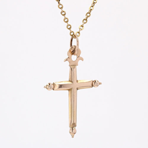 Pendentif Croix bâton ancienne or rose 58 Facettes 21-163