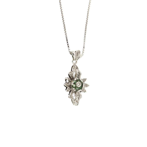 Collier Collier pendentif croix émeraude diamants 58 Facettes 31757