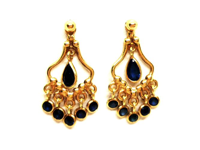 Boucles d'oreilles Boucles d'oreilles Pendantes Or jaune Saphir 58 Facettes 1292373CN