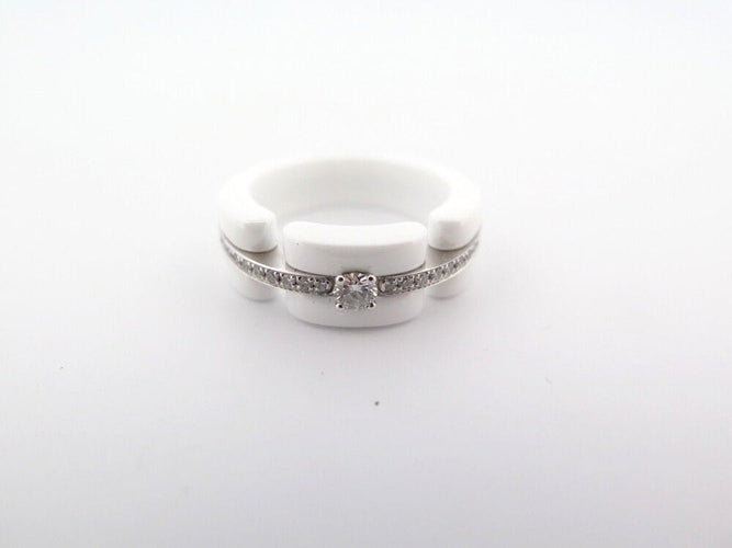 Bague 50 bague CHANEL ultra ceramique blanche or blanc 18k & diamant t50 58 Facettes 253051