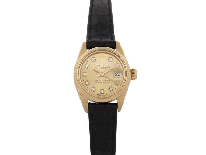 Montre vintage montre ROLEX oyster perpetual datejust or 18k diamants automatique 58 Facettes 257565
