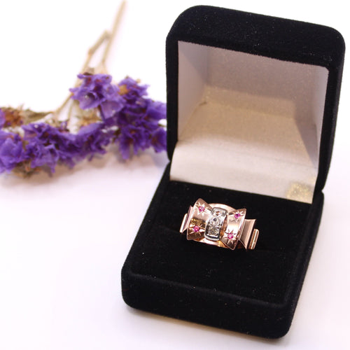 Bague Bague Tank pierre blanches, rubis 58 Facettes