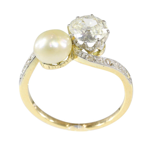 Bague 52 Amour historique : une bague Toi et Moi de 1900 58 Facettes 24029-0360