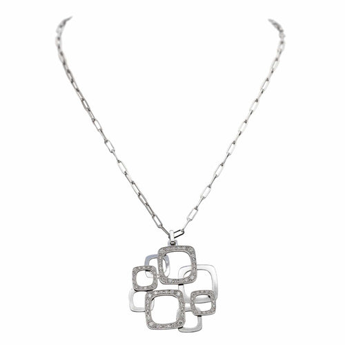 Collier Dinh Van Collier Pendentif Impression Or blanc Diamant 58 Facettes 577667GD