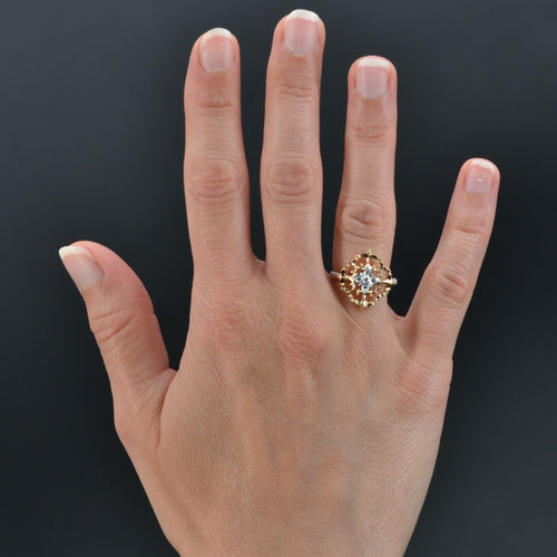 Bague 53 Bague diamants ors jaune et blanc arabesques grand modèle 58 Facettes AN198