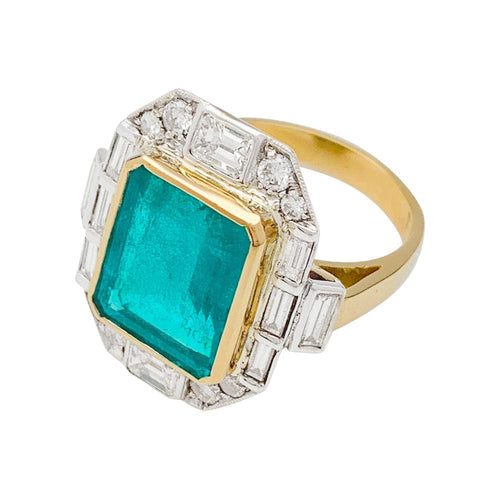 Bague 55 Bague deux ors émeraude et diamants. 58 Facettes 30866