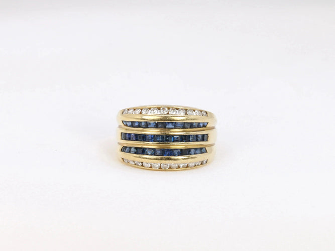Bague Bague vintage en or, saphirs et diamants 58 Facettes 610
